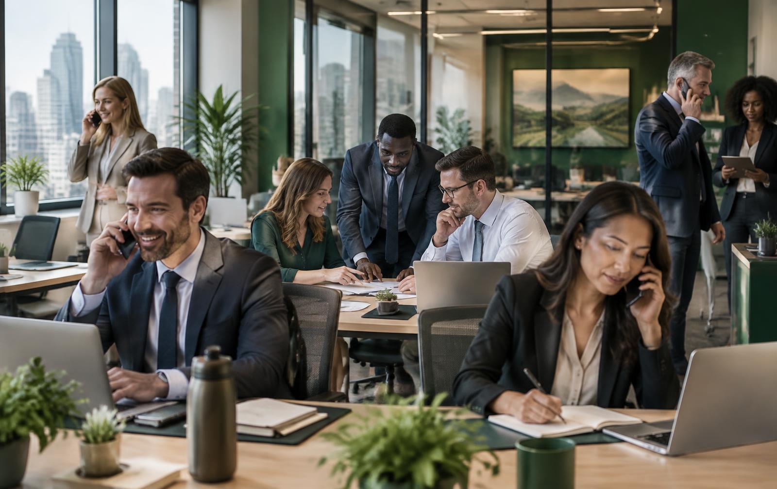 Gomez Marketing salespeople working together in a professional office